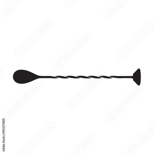 Cocktail mixing spoon silhouette vector art on white back ground