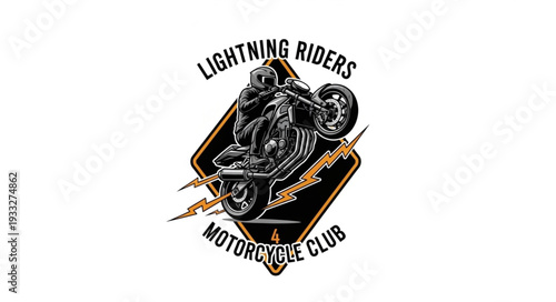 Lightning Riders Motorcycle Club emblem featuring a biker on a motorcycle.