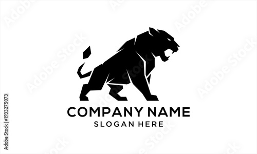 Powerful Black Panther Logo Design with Roaring Expression.