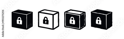 Isometric Padlock Security Box Icons Collection