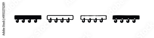 Four-Hook Wall Mounted Coat Rack Icons Set
