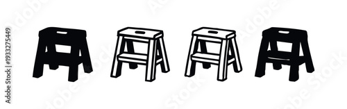Collection of Step Stool Icons in Various Outline and Solid Styles