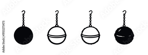 Various Hanging Ball and Sphere Icons, Including Wrecking Ball Styles