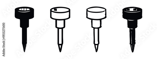 Hand-drawn Industrial Tool Icons Set, Doodle Mechanical Instrument Silhouette and Outline Vector Collection