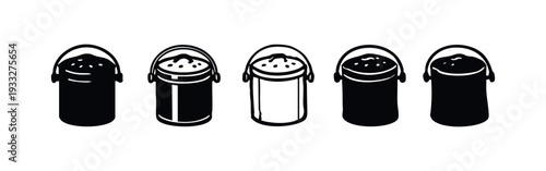 Diverse Compost Bin Pail Icons for Sustainable Waste Solutions