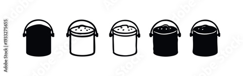 Set of Compost Bucket Vector Icons for Eco-Conscious Lifestyles