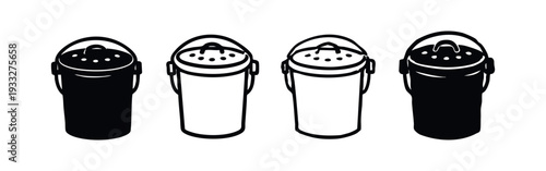 Sustainable Compost Pail Icons for Kitchen and Garden Waste Management