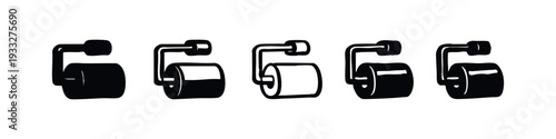 Hand Drawn Style Toilet Paper Holder and Roll Vector Icon Collection