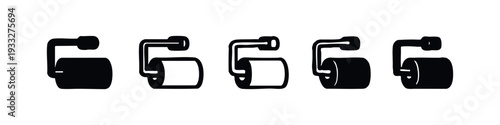 Different Styles of Toilet Paper Roll on Dispenser Icons for Bathroom