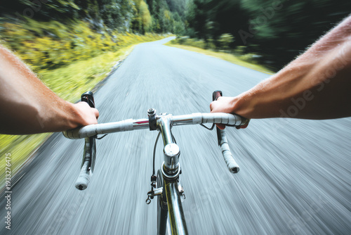 Speeding Road Cyclist in Countryside