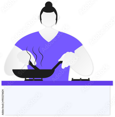 A Woman doing Coking Illustration