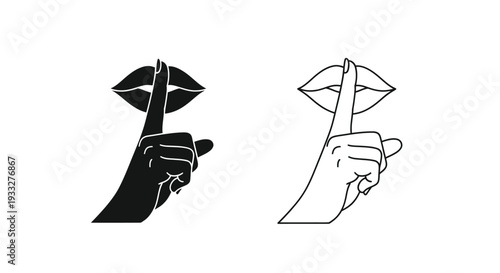 Two depictions of a hand making a quiet or silence gesture