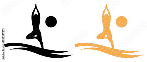 Graceful silhouette in yoga pose, symbolizing balance and serenity