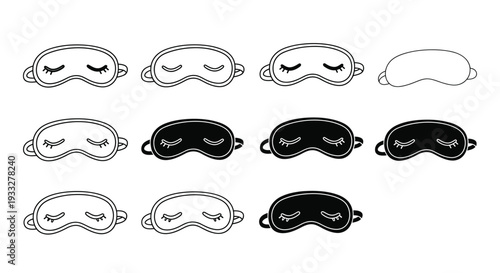 Collection of sleep masks in varying styles and shades of color