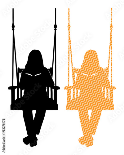 Silhouette of a person reading on a swing, representing quiet contemplation and childhood joy.