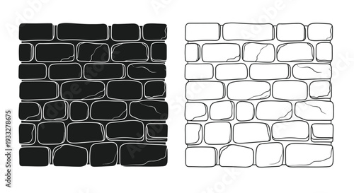 Two stone wall patterns one dark one light with irregular shapes