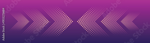 Abstract purple gradient halftone arrow background vector with glowing dotted chevron shapes and dynamic light effect for modern technology banner or digital presentation design