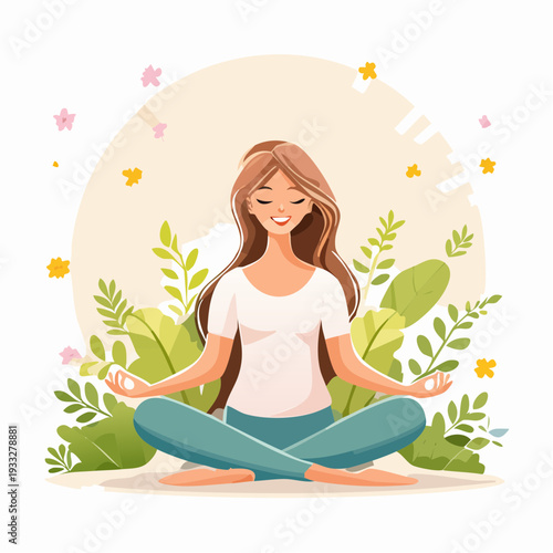 A woman meditating peacefully during an Easter self-care retreat, surrounded by gentle spring light.