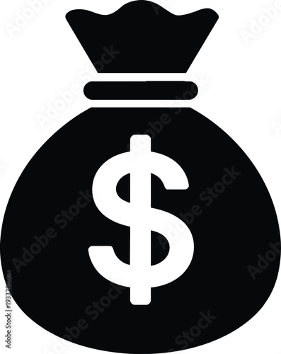 Black money bag with white dollar sign