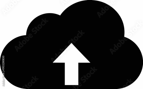 Upload Icon Symbol Vector .  File Transfer Arrow Silhouette Illustration