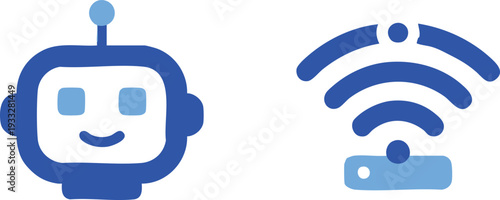Set of 2 robotics and wifi icons vector