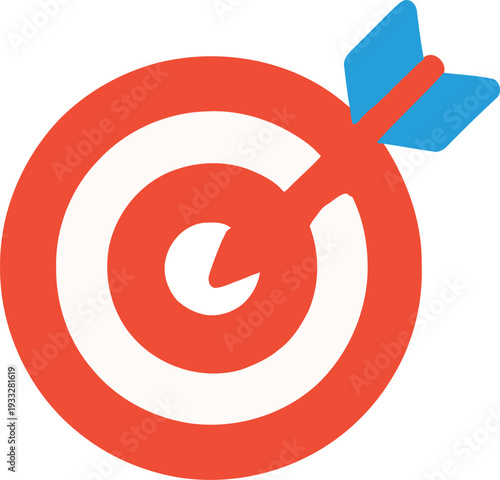 Red target with blue dart white background