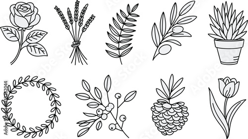 Modern flat vector illustration of professional business team working together in creative office workspace with computers plants and collaborative corporate atmosphere background