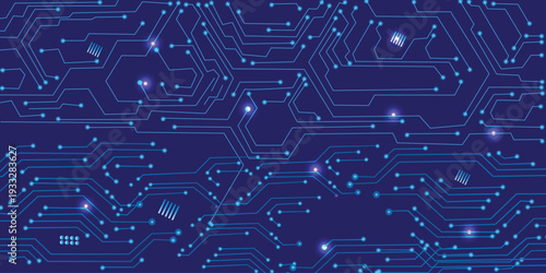 Vectors circuit board on a dark technological background.Abstract Technology Background, blue pattern with electric light, microchip, power
