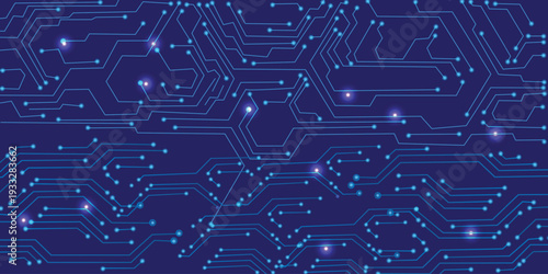 Vectors circuit board on a dark technological background.Abstract Technology Background, blue pattern with electric light, microchip, power
