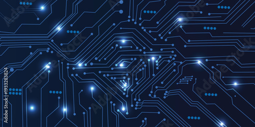Vectors circuit board on a dark technological background.Abstract Technology Background, blue pattern with electric light, microchip, power