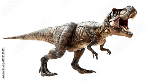 Fierce Tyrannosaurus Rex dinosaur standing aggressively with mouth open