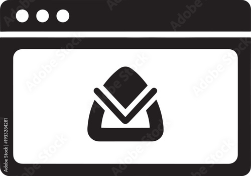 Black and White Web Browser with Envelope Icon