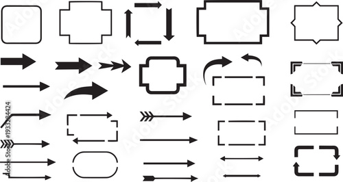 A comprehensive collection of various shapes and arrows for design and illustration purposes Vector, illustration