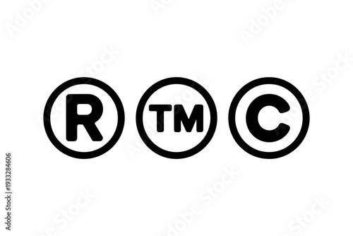 A vector graphic illustration of registered trademark and copyright symbols