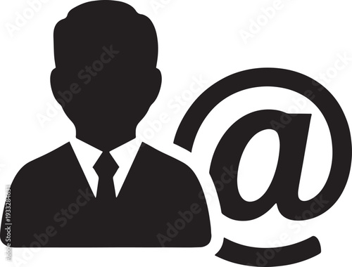  Businessman Silhouette with Email Symbol for Communication