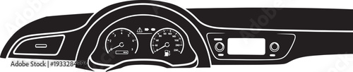  Car Dashboard Illustration with Speedometer and Gauges
