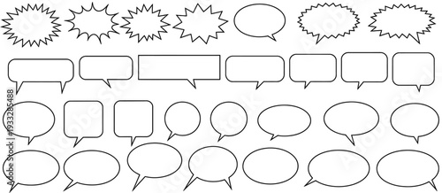 Comic Speech Bubble Set for Pop Art and Retro Comics, Explosion Shapes, Talk Balloon Templates and Dialogue Boxes for Cartoon Design, Stickers and Creative Projects