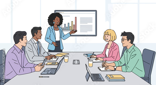 Business Meeting Presentation Vector Illustration