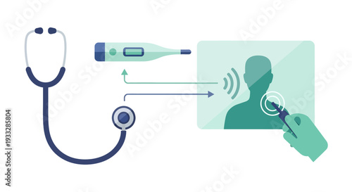Medical Examination and Diagnosis Process Vector Illustration