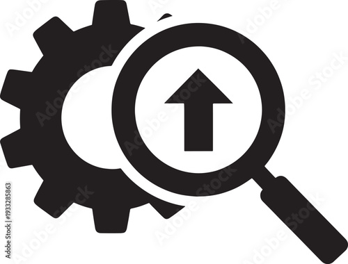 Magnifying Glass with Gear Icon for Search and Analysis