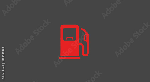 Red fuel pump icon on grey backdrop