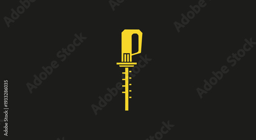 Yellow hedge trimmer icon on black background