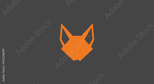 Geometric fox head in orange against dark gray background