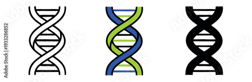 DNA double helix structure icons set