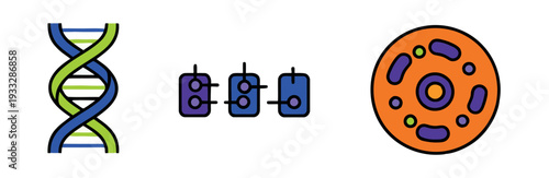 Science and biology colorful icons set