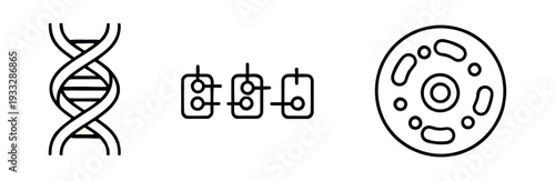 Science and biology outline icons set