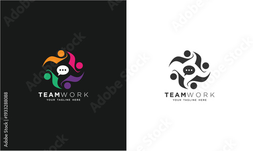 Teamwork concept logo. Teamwork icon on a white and black background. With various colors.