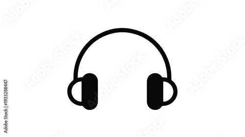 Simple black silhouette of over-the-ear headphones on a white background.
