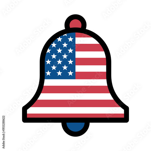 American flag bell icon symbol  patriotism and freedom ringing loud and clear now