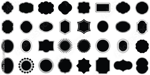 Black Silhouette Frame Vector Set Featuring Various Elegant and Vintage Style Shapes, High Quality Illustration for Invitations, Labels, Certificates and Decorative Design Projects